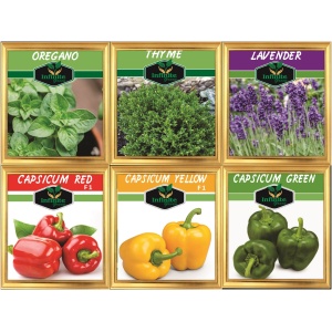 Oregano Herb. Thyme Herb. Lavender Herb. Green Capsicum. F1 Hybrid Yellow Capsicum. F1 Hybrid Red Capsicum.
